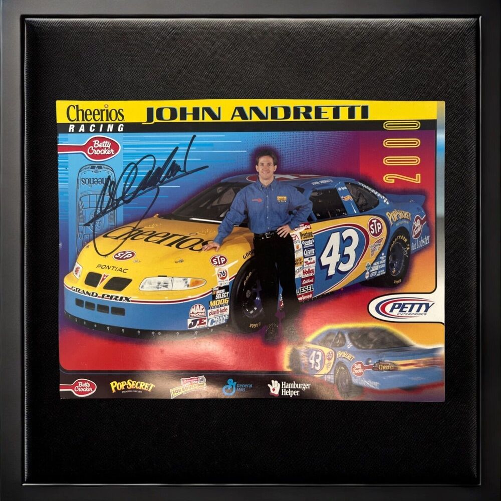 John Andretti Hand-Signed Cheerios Autograph NASCAR 8.25x6.5 Hero Card Photo